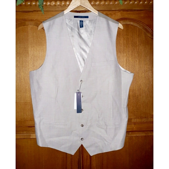 Perry Ellis Big & Tall Slim Fit Linen Blend Vest - Picture 3 of 13